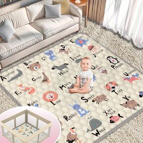 Baby Play Mat 59" X 59", Thickened Soft Floor Mat, Waterproof and Non-Slip Crawling Play Mat, Machine Washable Foldable Crawling Mat for Floor Playpen