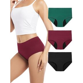 High Waist Period Underwear for Women Heavy Flow Soft Absorbent Leakproof Period Panties Pack of 3