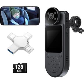 Wireless Baby Car Camera Bulit in Battery, 128G TF Card, 1.5-inch Screen, IR Night Vision - UHD 2K WiFi Car Seat Camera for Baby Rear Facing Connect to Smart Phone, Car Baby Monitor via APP