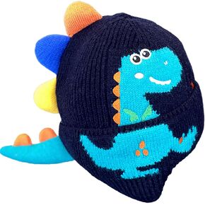 Jastore Baby Boy Girl Beanie Hats Dinosaur Winter Hats Fleece Lined with Earflap for Infant Toddler