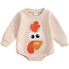 Newborn Baby Boy Girl Thanksgiving Outfit Oversized Sweatshirt Bubble Romper Long Sleeve Bodysuit Fall Clothes