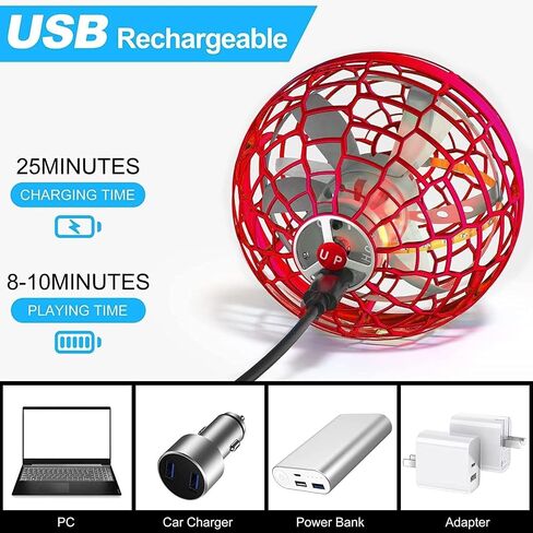 2024 Flying Orb Ball Toy, Lighted Hover Boomerang Ball, Fidget Spinner Drone Floating Toy Gift for Boys Girls Kids Teens 6, 7, 8, 9, 10, 11, 12 Years Old, Magic Cool Outdoor Cosmic Globe Ball(Red) in Saudi Arabia