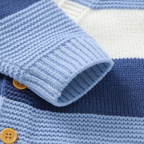Yoawdats Toddler Baby Girl Boy Stripe Knit Sweater Romper Round Neck Long Sleeve Jumpsuit Fall Winter Warm Clothes in Kuwait