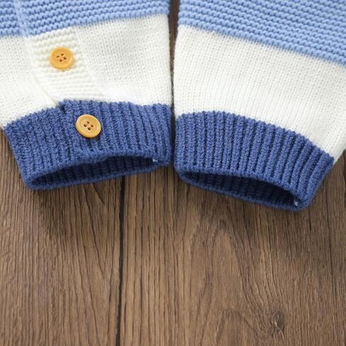 Yoawdats Toddler Baby Girl Boy Stripe Knit Sweater Romper Round Neck Long Sleeve Jumpsuit Fall Winter Warm Clothes in Kuwait