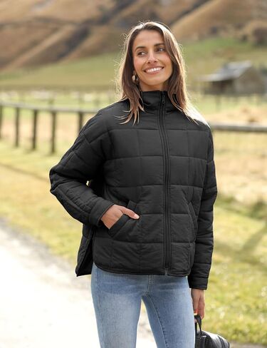Bianstore Women's Oversized Splice Quilted Lightweight Puffer Jacket Casual Padded Coat in Kuwait