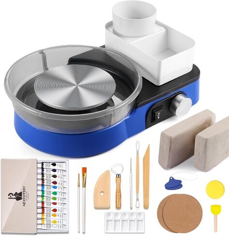 Pottery Wheel for Adults and Beginners - Complete Pottery Set with 6" Turntable with Two-Way Rotation, 2.2lb Clay, Art Supplies Sculpting Tools, Craft Gifts for Teens Kids Adults (Red) in Saudi Arabia