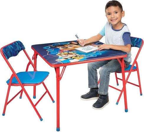 Paw Patrol Movie Kids Table & Chairs Set for Kid and Toddler 36 Months Up to 7 Years, Includes: 1 Table (24" L x 24" W x 20" H), 2 Chairs (13" L x 13.5" W x 21" H) Weight Limit: 70 lb in Saudi Arabia