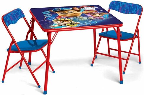 Paw Patrol Movie Kids Table & Chairs Set for Kid and Toddler 36 Months Up to 7 Years, Includes: 1 Table (24" L x 24" W x 20" H), 2 Chairs (13" L x 13.5" W x 21" H) Weight Limit: 70 lb in Saudi Arabia