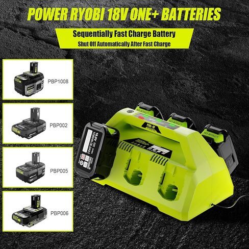 شاحن سريع بديل بـ 6 منافذ لمحطة شاحن بطارية Ryobi 18 فولت، شاحن تسلسلي متوافق مع بطارية Ryobi ONE+ 18V P102 P104 P105 P106 P108 P107 P109 لأدوات Ryobi الكهربائية in Kuwait