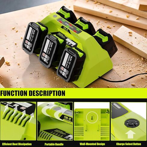 شاحن سريع بديل بـ 6 منافذ لمحطة شاحن بطارية Ryobi 18 فولت، شاحن تسلسلي متوافق مع بطارية Ryobi ONE+ 18V P102 P104 P105 P106 P108 P107 P109 لأدوات Ryobi الكهربائية in Kuwait