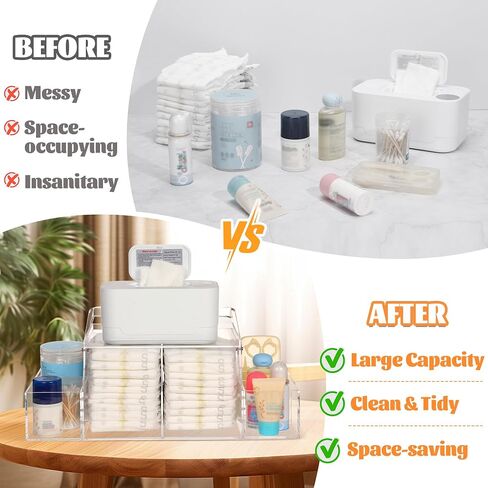 Diaper Caddy Organizer, Acrylic Diaper Organizer for Changing Table, Baby Caddy Organizer with Handle for Diapers, Nursery, Wipe Dispenser, Wipe Warmer in Saudi Arabia