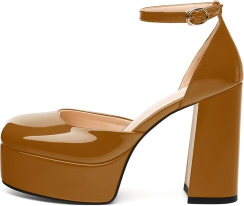 WAYDERNS Platform Heels for Women Block High Heel Closed Square Toe Ankle Strap 4.3 Inch Pumps Fashion Party Dress Shoes in Saudi Arabia
