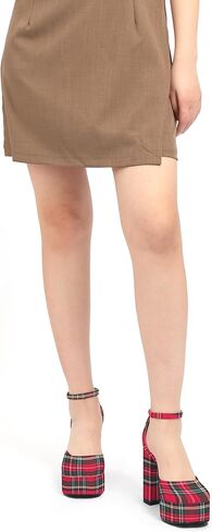 WAYDERNS كعب منصة للنساء كتلة عالية الكعب مغلق تو ساحة الكاحل حزام 4.3 بوصة مضخات موضة فستان الحفلات الأحذية in Kuwait