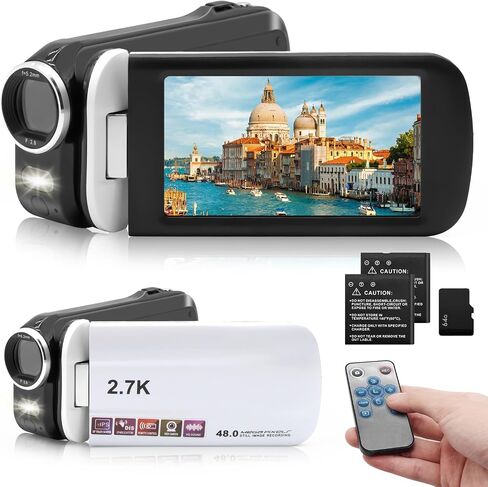 Video Camera Camcorder 2.7K Digital Camera Recorder Full HD 16X 270 Degree Rotation Screen Video Vlogging Camera with 64GB Card and 2 Batteries in Saudi Arabia