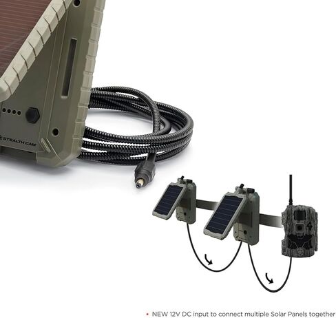 Stealth Cam Sol-Pak 5000mAh Lithium-Ion Solar Battery for 12V DC Jack with LED-Indicator, Adjustable T–Swivel Brackets, and USB-Charging Port in Kuwait