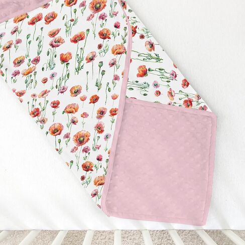 Watercolor Poppy Floral Baby Blanket for Girl Boy Dotted Backing Double Layer Red Poppy Flowers Soft Swaddle Receiving Blanket Wild Floral Infant Newborn Toddler Nursery Bed Blankets 30x40 in Saudi Arabia