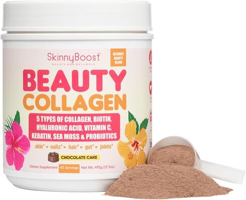 Beauty Collagen-Berry Mix Flavored-Ultimate Beauty Blend with 5 Types of Collagen, Sea Moss, Biotin, Keratin, Hyaluronic Acid, Vitamin C and Probiotics-All Natural, Made in USA -45 Servings in Saudi Arabia