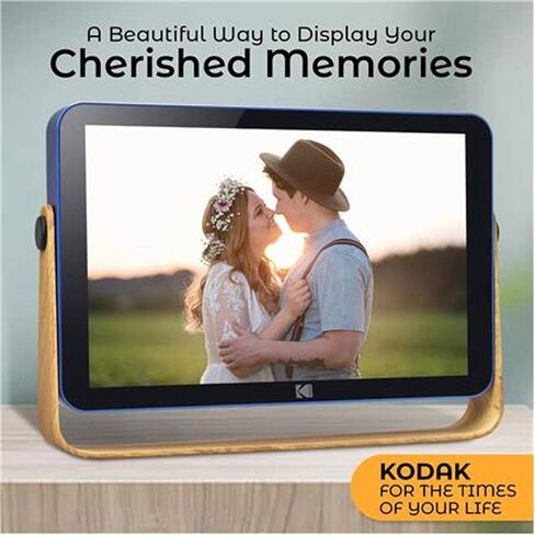 إطار صور رقمي قابل لإعادة الشحن بشاشة لمس ذكية مقاس 10 بوصات من Kodak، مزود بتقنية Wi-Fi مع شاشة عرض صور عالية الدقة ودعم الموسيقى/الفيديو والتقويم وتحديثات الطقس والموقع (RWF-108) - أزرق محيطي in Kuwait