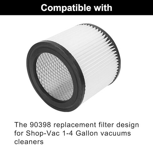 عبوتان من مرشحات استبدال HEPA 90398 لـ Shop-Vac 9039800، 903-98، 903-98-00 مرشح خرطوشة صغيرة من النوع AA الرطب/الجاف مع 6 عبوات 90585 مرشح كم إسفنجي، يناسب معظم 4 جالون وأقل فراغًا in Kuwait
