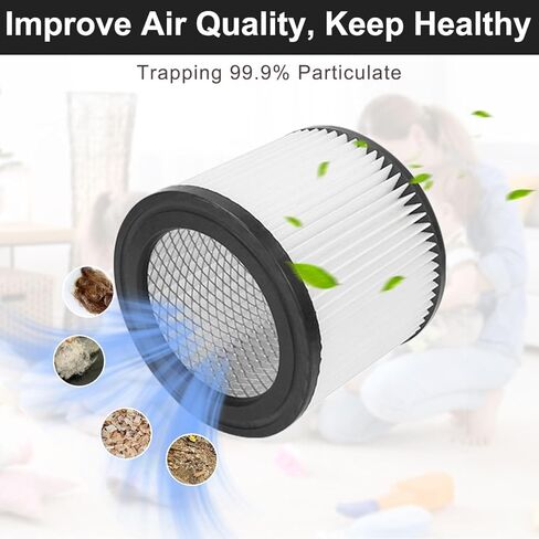 عبوتان من مرشحات استبدال HEPA 90398 لـ Shop-Vac 9039800، 903-98، 903-98-00 مرشح خرطوشة صغيرة من النوع AA الرطب/الجاف مع 6 عبوات 90585 مرشح كم إسفنجي، يناسب معظم 4 جالون وأقل فراغًا in Kuwait