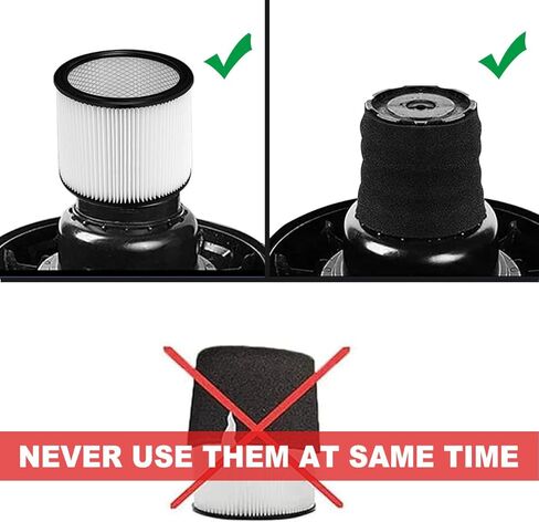 عبوتان من مرشحات استبدال HEPA 90398 لـ Shop-Vac 9039800، 903-98، 903-98-00 مرشح خرطوشة صغيرة من النوع AA الرطب/الجاف مع 6 عبوات 90585 مرشح كم إسفنجي، يناسب معظم 4 جالون وأقل فراغًا in Kuwait