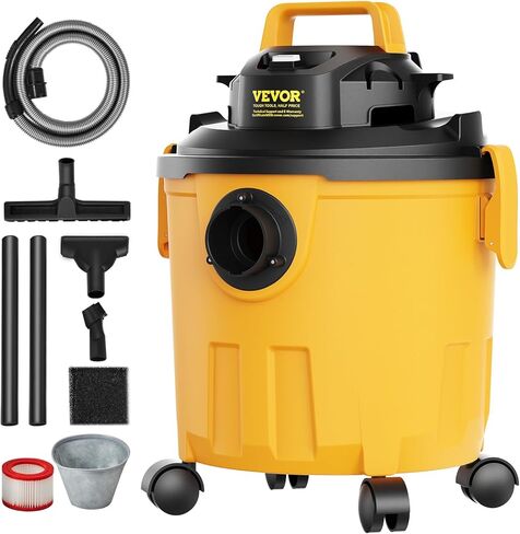 VEVOR Shop Vacuum Wet and Dry, 5 Gallon 6 Peak HP Wet/Dry Vac, Powerful Suction with Blower Function with Attachments 2-in-1 Crevice Nozzle, Small Shop Vac Perfect for Carpet Debris, Pet Hair, Car in Saudi Arabia