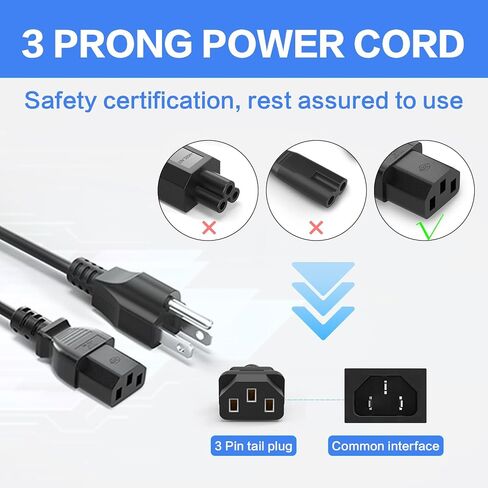 CYD 4FT 3 Prong AC Power Cord Compatible with Sony PlayStation 4 Pro CUH-7000 Series, PlayStation PS3 First-Generation(Fat), Xbox360 1st Generation(Fat), 3Pack in Kuwait