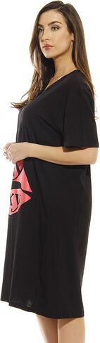 Just Love Short Sleeve Nightgown Oversized Screen Print Sleep Dress for Women in Saudi Arabia