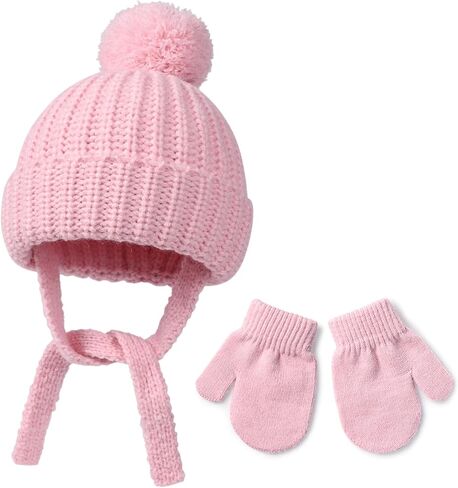 Baby Toddler Winter Hat Gloves,Kids Wool Warm Knitted Hat Gloves for Baby Girls Boys Beanie Cap in Saudi Arabia