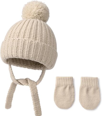 Baby Toddler Winter Hat Gloves,Kids Wool Warm Knitted Hat Gloves for Baby Girls Boys Beanie Cap in Saudi Arabia
