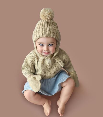 Baby Toddler Winter Hat Gloves,Kids Wool Warm Knitted Hat Gloves for Baby Girls Boys Beanie Cap in Saudi Arabia
