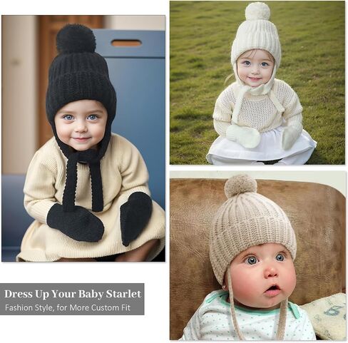 Baby Toddler Winter Hat Gloves,Kids Wool Warm Knitted Hat Gloves for Baby Girls Boys Beanie Cap in Saudi Arabia