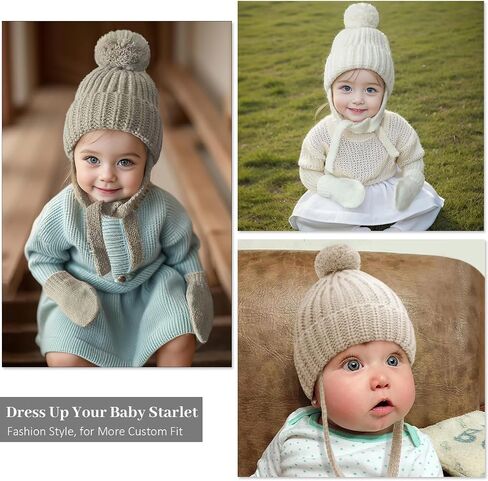 Baby Toddler Winter Hat Gloves,Kids Wool Warm Knitted Hat Gloves for Baby Girls Boys Beanie Cap in Saudi Arabia