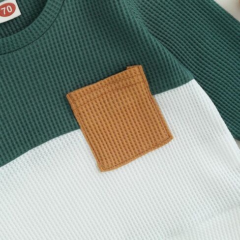 NZNDSHD طفل رضيع ملابس الخريف الهراء متماسكة التباين اللون ملابس طويلة الأكمام البلوز بلوزات جيوب فستان أطفال مع سروال داخلي in Kuwait