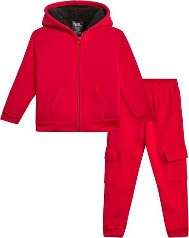 Toddler Boys' Sherpa Fleece Jogger Set - 2 Piece Basic Cozy Fully Sherpa Lined Hoodie and Sweatpants (Size: 2T-7) in Kuwait