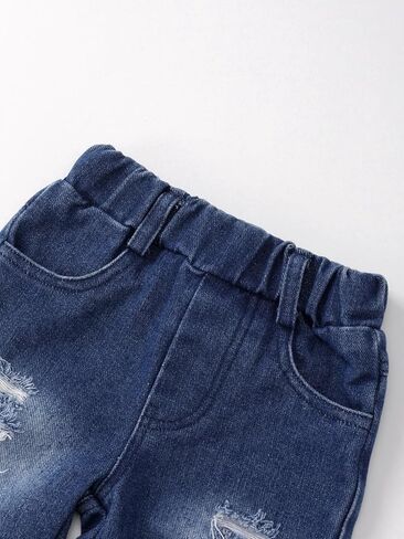 Toddler Baby Boy Clothes Long Sleeve Letter Hoodies Top+Ripped Denim Pants 2pcs Fall Winter Outfit Sets in Saudi Arabia