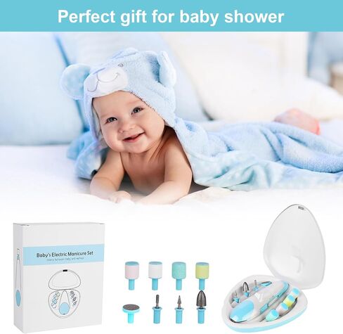 ماكينة تشذيب أظافر الأطفال الكهربائية، قابلة لإعادة الشحن مع مبرد أظافر خفيف، منخفض الضوضاء للأطفال حديثي الولادة، 4 أوضاع للتعديل تتضمن 8 رؤوس جلخ، مقص أظافر الأطفال in Kuwait