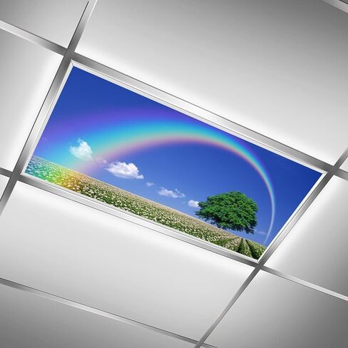 2 Pack Fluorescent Light Cover for Classroom,Tree and Rainbow Ceiling Decorative Film Filter,Eliminate Harsh Glare Causing Eyestrain and Headaches in Saudi Arabia