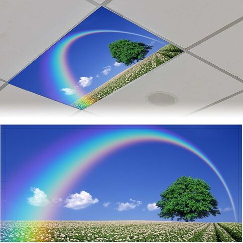 2 Pack Fluorescent Light Cover for Classroom,Tree and Rainbow Ceiling Decorative Film Filter,Eliminate Harsh Glare Causing Eyestrain and Headaches in Saudi Arabia