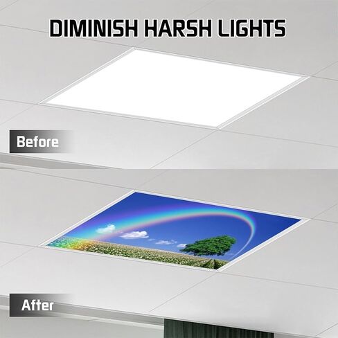 2 Pack Fluorescent Light Cover for Classroom,Tree and Rainbow Ceiling Decorative Film Filter,Eliminate Harsh Glare Causing Eyestrain and Headaches in Saudi Arabia