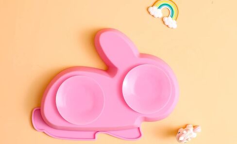 Baby plate 100% Silicone Toddler Plate Kid Plate| 3 Pc Set | Dinnerware Set Divided Baby Plates | Non-Slip, BPA Free | Dishwasher/Microwave Safe (Bright Pink, Grey& Purple in Saudi Arabia