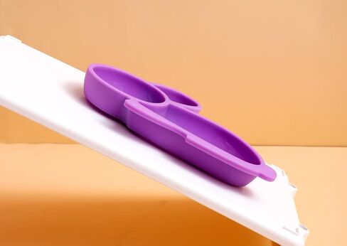 Baby plate 100% Silicone Toddler Plate Kid Plate| 3 Pc Set | Dinnerware Set Divided Baby Plates | Non-Slip, BPA Free | Dishwasher/Microwave Safe (Bright Pink, Grey& Purple in Saudi Arabia