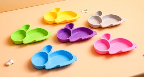 Baby plate 100% Silicone Toddler Plate Kid Plate| 3 Pc Set | Dinnerware Set Divided Baby Plates | Non-Slip, BPA Free | Dishwasher/Microwave Safe (Bright Pink, Grey& Purple in Saudi Arabia