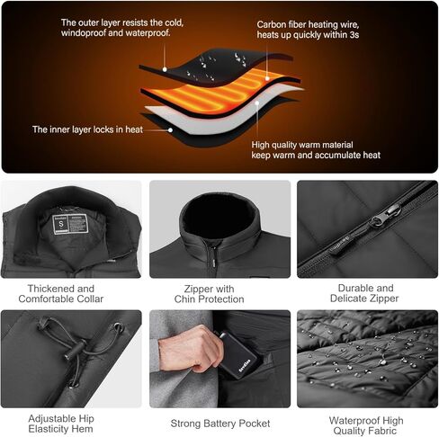 سترة رجالية مُدفأة مع حزمة بطارية متضمنة 16000 مللي أمبير 7.4 فولت، سترة دافئة للصيد للرجال، سترة تسخين كهربائية in Kuwait