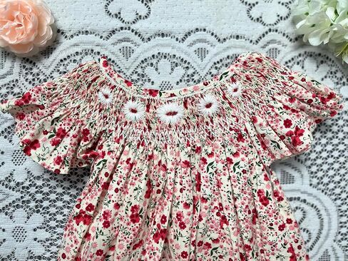 Smocked طفلة ملابس فتاة الصيف فستان ميدي طول التخصيص المتاحة in Saudi Arabia