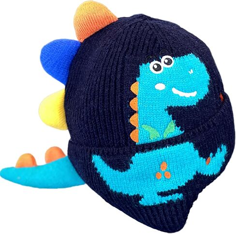 قبعات Jastore Baby Boy Girl Beanie Hats قبعات شتوية على شكل ديناصور مبطنة بالصوف مع غطاء للأذن للأطفال الرضع in Kuwait