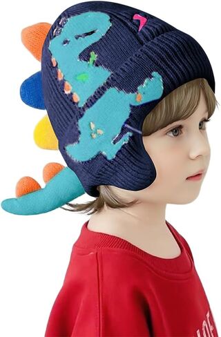 قبعات Jastore Baby Boy Girl Beanie Hats قبعات شتوية على شكل ديناصور مبطنة بالصوف مع غطاء للأذن للأطفال الرضع in Kuwait