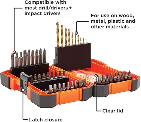 BLACK+DECKER Screwdriver Bit Set/Drill Bit Set, 46-Piece (BDA46SDDD) in Saudi Arabia