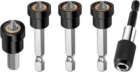 5pcs Premium Magnetic Drywall Screw Setter - PH2 Bits for Plasterboard Sheetrock Screw 1/4 Inch Hex Shank Positioning Bit Batch Head with 60mm Extension Socket Drill Bit Holder in Kuwait