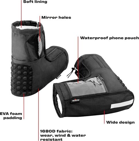 كمامات NoCry لعربات الثلج والدراجات النارية - أجهزة تدفئة اليد ATV للرياح ومقاومة للماء للحفاظ على دفء وجفاف اليدين - قفازات دراجة عريضة للغاية وقوية ومقاومة للتآكل للمقود - مقاس واحد يناسب الجميع in Kuwait